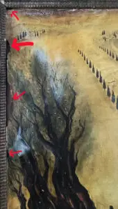 ציור שמן ע"ג קנבס שנפגע בצורה חמורה ממים