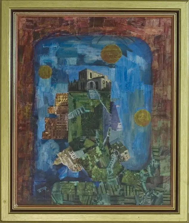 28- "ירושלים", קולאז' ואקריליק