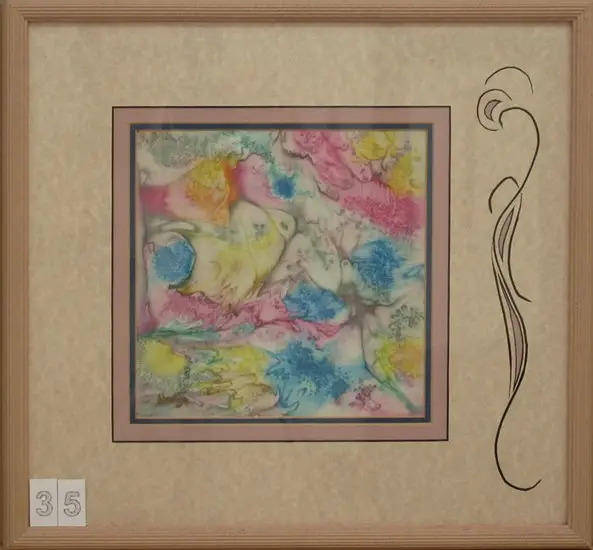 Helga Tillmans, אמנית שוויצרית, 1990, ציור מקורי על משי