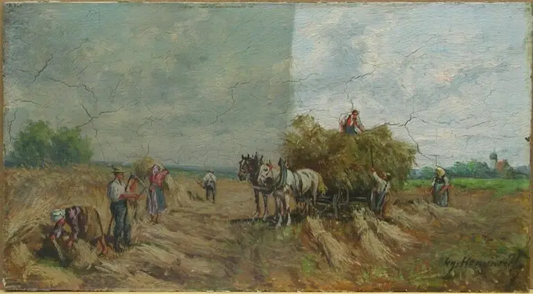 ציור שמן עם סידוק עמוק ורחב מאוד