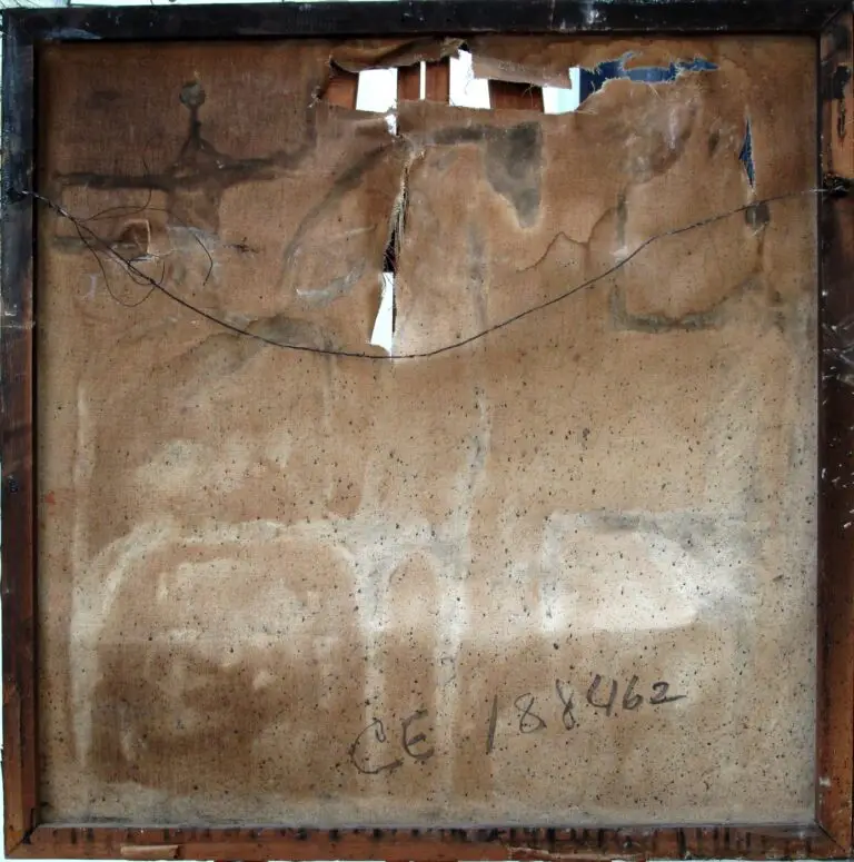 ציור בטכניקה מעורבת. נפגע מפיח ונקרע