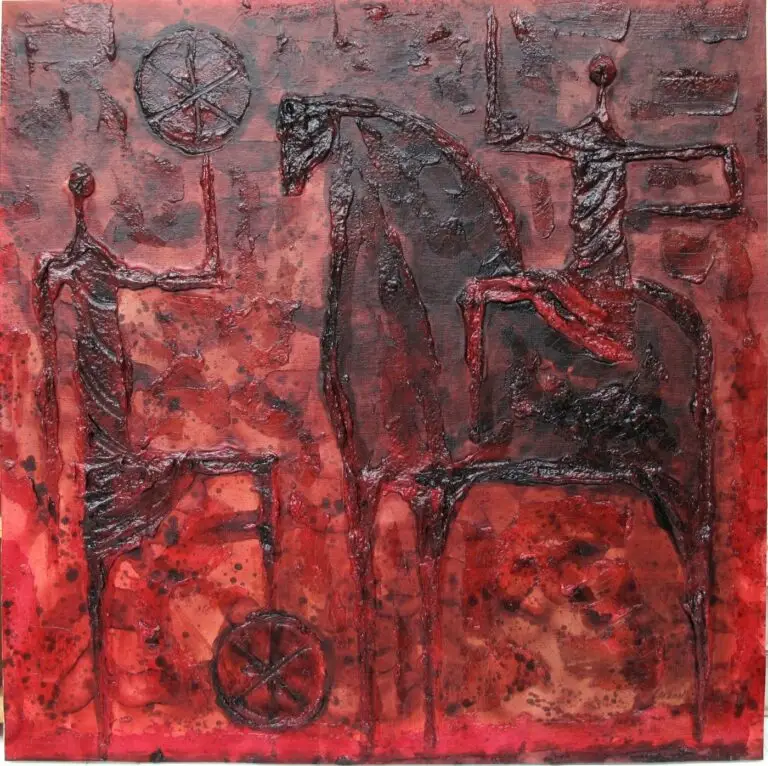 ציור בטכניקה מעורבת - שיקום מלא